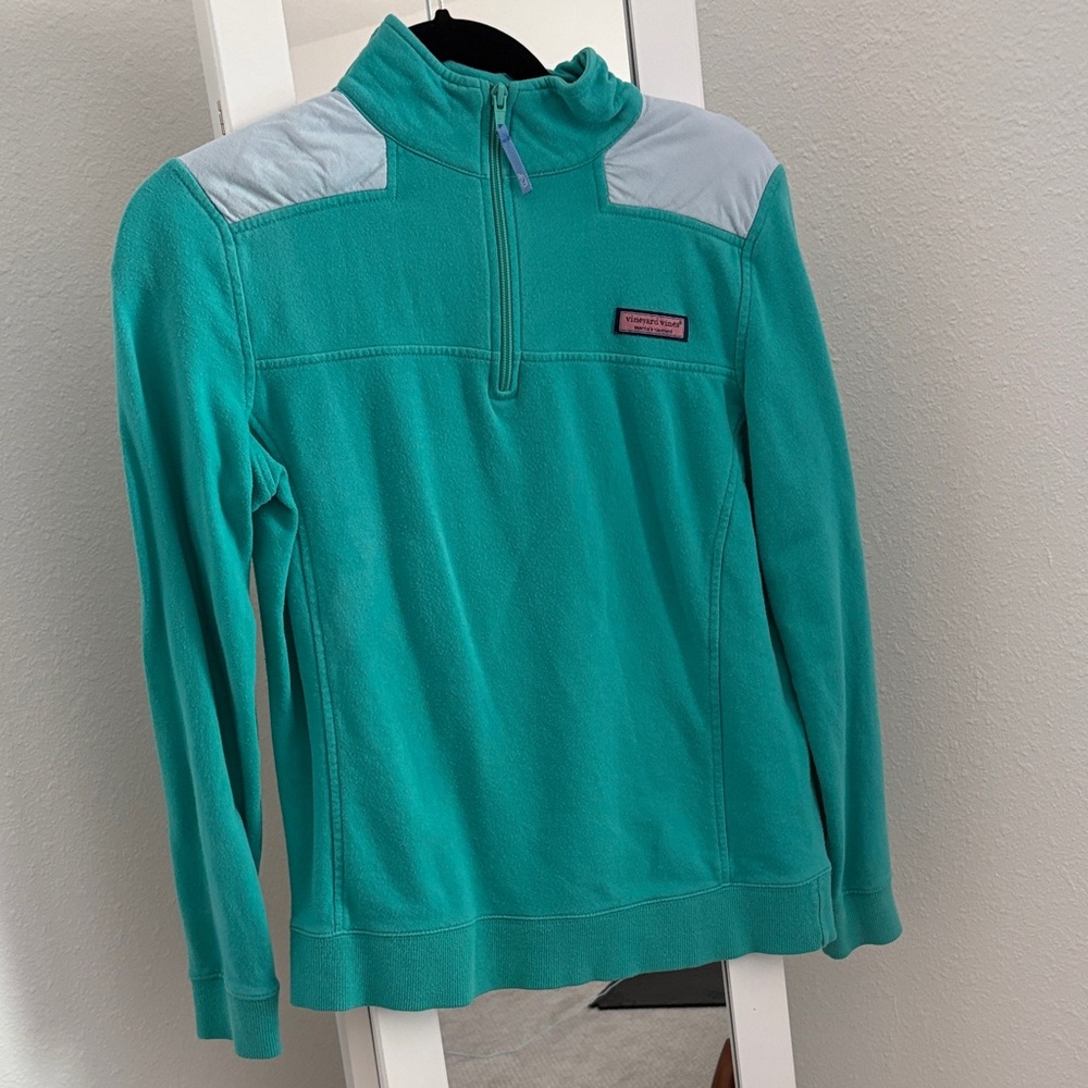 Vineyard Vines Turquoise Quarter-Zip Top